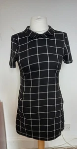 Black & White Check Dress Pockets Back Zip Size 12 George - Picture 1 of 7