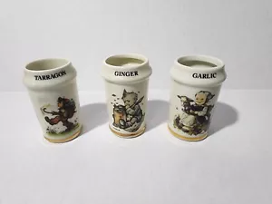 3 MJ Hummel 1987 Gold Trim Porcelain 4" Spice Replacement Jar No Lids *Garlic* - Picture 1 of 3