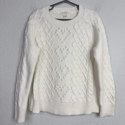 Crewcuts Sweater Girls M 8-9 White Cable Knit Boho Preppy Timeless Academic - Image 1 of 4