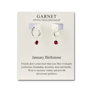 January Birthstone Hoop Earrings Created with Garnet Zircondia® Crystals - Picture 1 of 9