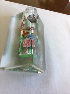  Chinese Hand Interior Reverse-Painted Crystal Snuff Bottle.Peacock and FLOWERS