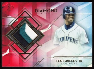 2020 Topps Diamond Icons Ken Griffey Junior Rosso 5/5 Relic ERRORE Manca Auto - Foto 1 di 2