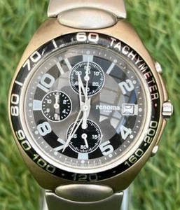 Renoma Black Chronograph Tachymeter Men's Watch Vintage Round - Picture 1 of 5
