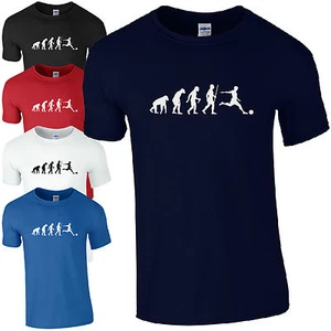 Evolution Football T-Shirt - Ape to Human Footy Fan Inspired Kids Mens Gift Top - Picture 1 of 6