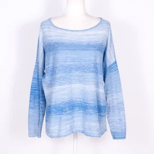 Vince Lightweight Cotton Knit Blue Gradient Stripe Casual Fit T-Shirt - SZ M - Picture 1 of 7