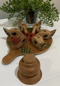 Vtg Primitive Paddle Game Feeding Chicken Rooster Carved Painted Wood Folk Art - Picture 1 of 8
