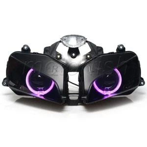 Assembled Projector Headlight Purple Halo Ring Fits for Honda CBR600RR 2003-2006 - Picture 1 of 24