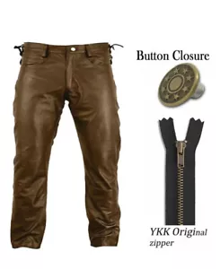 Herren Taille Seite Kurze Schnürsenkel WEICHES ECHTES RINDSLEDER Braun Jeanshose - Bild 1 von 3