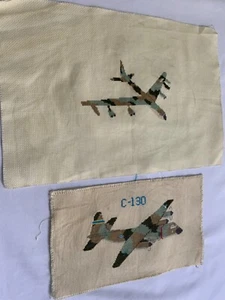 Set Of 2 Cross Stitch Airplanes C130 B-52 Bomber Samplers Ready For Framing - Picture 1 of 5
