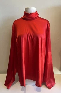 Ellen Tracy Red Silk Top Sz 12 - Picture 1 of 5