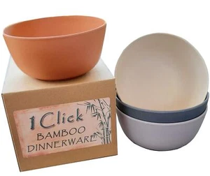 Bamboo Fiber Bowls Set Of 4 Multicolor Dinnerware Reusable5 Oz Dishwasher Safe F - Picture 1 of 7