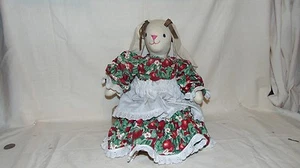 CONEJO MUÑECA DE TRAPO 15" CON VESTIDO DE MANZANAS - Imagen 1 de 11