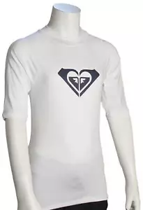 Roxy Girl's Whole Hearted SS Rash Guard - Bright White - New - Picture 1 of 1