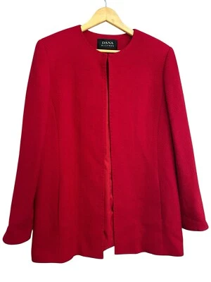 Dana Buchman Women’s 100% Wool Dark Cherry Red Hook Top Jacket Blazer Size 14 - Image 1 of 4