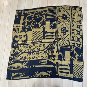 CHRISTIAN FISCHBACHER 100% SILK SCARF - 34" square - brown and navy - Picture 1 of 9