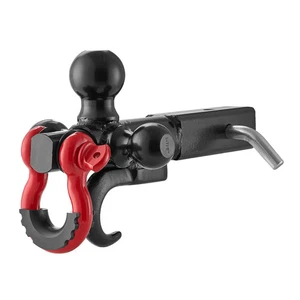 Trailer Hitch, Tri-Ball Mount with Hook & D-ring, Trailer Ball Size 1-7/8", 2" - Picture 1 of 2