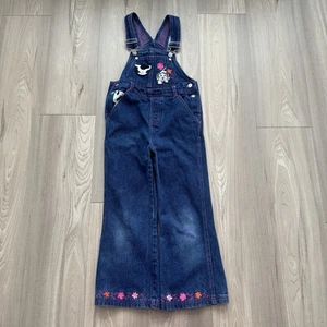 Disney 102 Dalmatians Denim Overalls Youth Size 6/6X Black Embroidered W Flaw - Picture 1 of 7