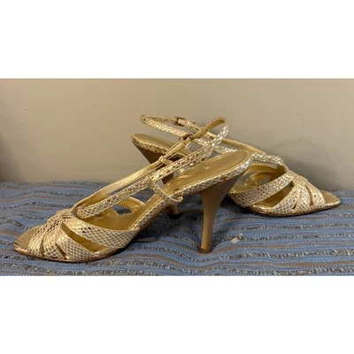 Sandalias Nina de cuero dorado agrietado con tiras - Talla 9 Foto 1 de 4