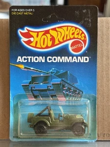 Hot Wheels 1986 Vintage Roll Patrol Jeep CJ Green Action Command 9375 Unpunched - Picture 1 of 4