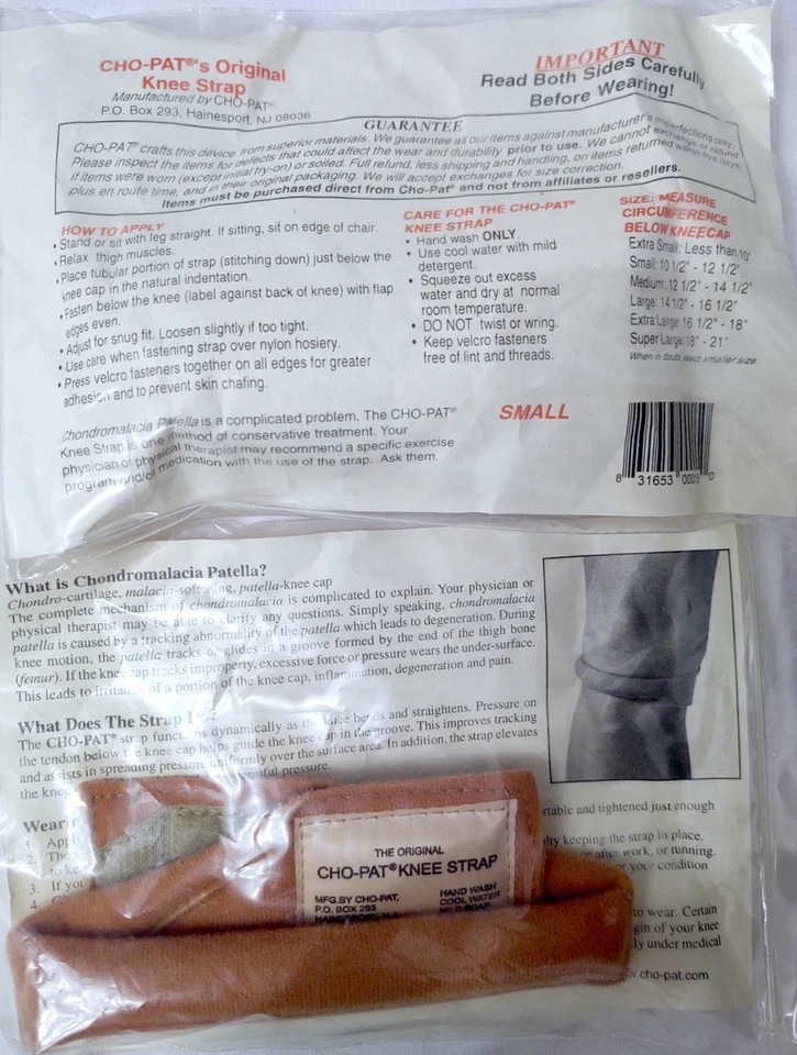 Cho-Pat Original Correa Soporte Rodillera Rótula - Beige Alivio del Dolor Corredor PEQUEÑO Foto 1 de 1