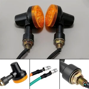 2x Universal Black Mini Motorcycle Turn Signal Indicator Light Lamp Bulb Amber - Picture 1 of 8