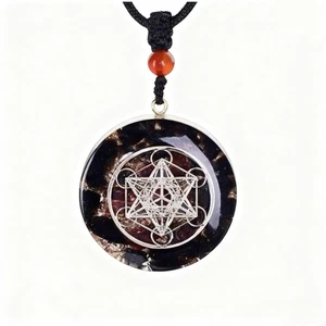 Obsidian Orgone Pendant, Energy Healing Crystal Necklace, Protection Amulet - Picture 1 of 5