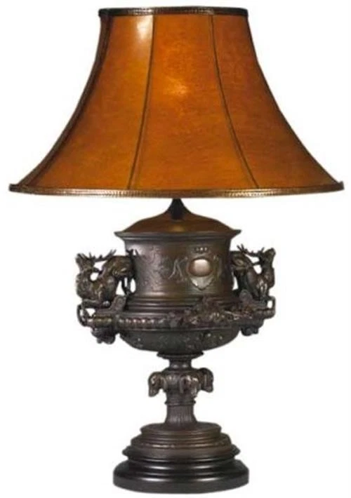 Lámpara de mesa rústica Lodge con ciervos saltadores Foto 1 de 1