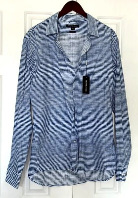 Рубашка Michael Kors узкая на пуговицах спереди синяя/белая мужская размер XL - Изображение 1 из 3