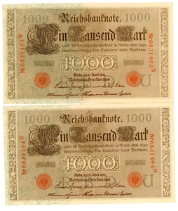 Alemania... P-44b... 1000 marcos... 21-abr-1910... Ch *UNC*😍 Nota consecutiva - Imagen 1 de 2