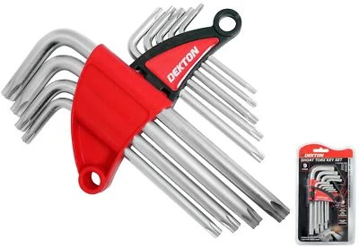 DEKTON Short Long Star Torx Allen Key Security Wrench Set T10 - T50 9Pc Keys DT85513