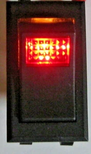 Red Lighted ( 24V ) Rocker SPST Switch - Carling Tech LTILA51 - 125V 15A Contact - Picture 1 of 7