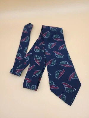 Corbata de seda vintage Robert Stewart roja azul marino, roja y verde 4 pulgadas de ancho Foto 1 de 3