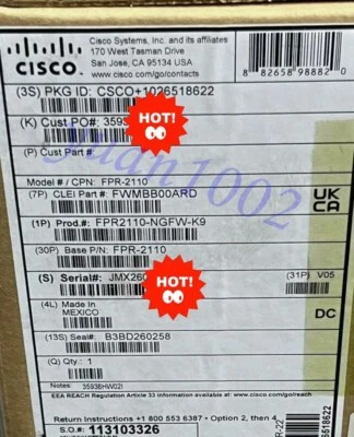 1PCS NEW CISCO FPR2110-NGFW-K9 firewall Fast FedEx or DHL - Image 1 of 4