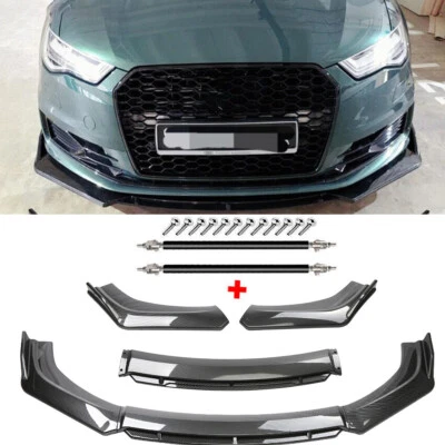 For Audi A3 A4 A5 A6/ Front Bumper Lip Splitter Spoiler Carbon Fiber Strut Rod Foto 1 de 4