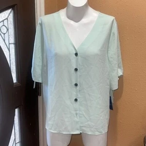 Apt 9 mint green button up short sleeve shirt nwt - Picture 1 of 9
