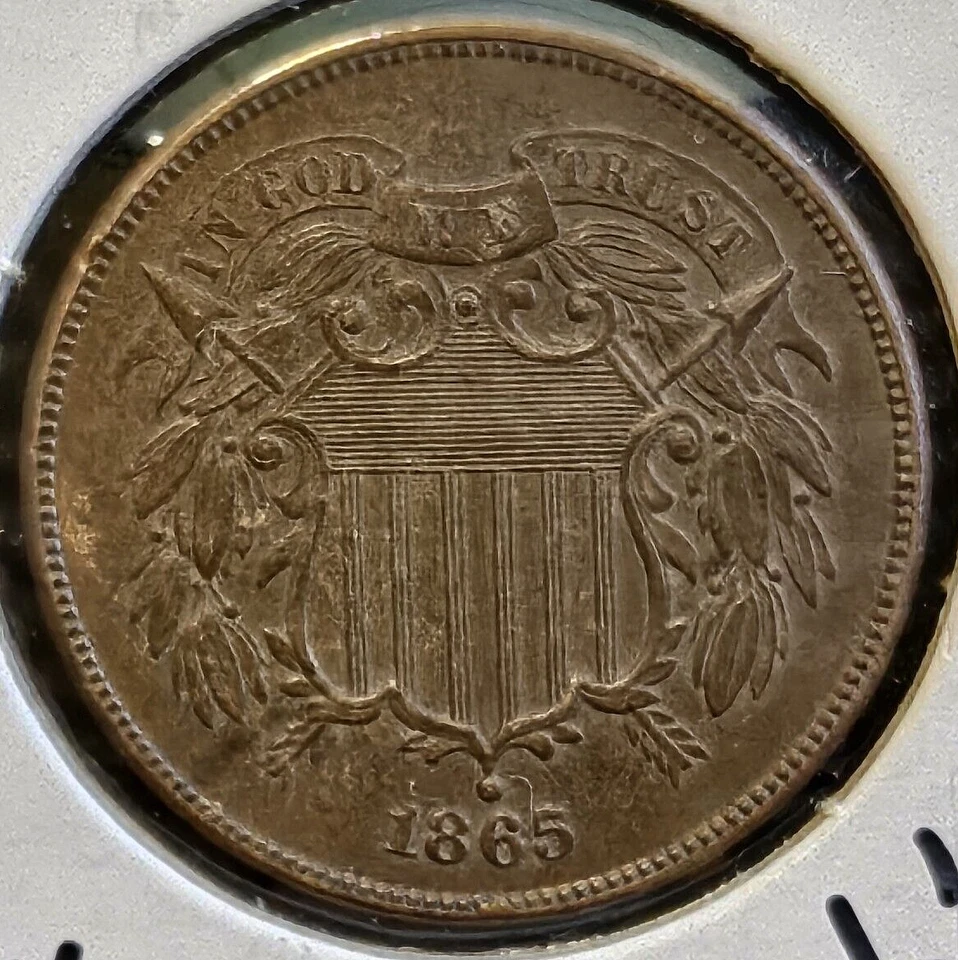 1865 Two Cent Piece BN- Choice Uncirculated "Amazing Detail* " Strong "Motto" - Image 1 of 3