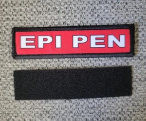 EPI PEN Red White First Aid Kit Bag 1x4 IFAK Patch w/ hook and loop backing - Picture 1 of 3