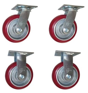 ES6X2AX-SET 6 Inch Caster Set Ergonomic Polyurethane Wheel 2 Rigid 2 Swivel - Picture 1 of 3