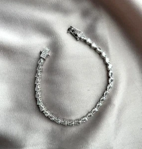 9 Ct Pear Cut Lab Created Diamond Women's Tennis Bracelet 14k White Gold Plated - Picture 1 of 9