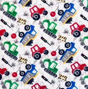 Cómoda tela de franela de algodón por yarda BTY para equipos de construcción camiones - Imagen 1 de 2