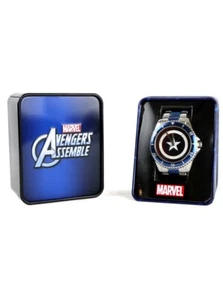 Captain America Collector's Edition Watch Avengers Assemble Silver Blue Marvel - Picture 1 of 5