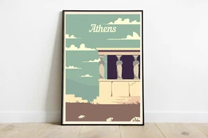 Athens travel poster, Athens retro wall print, Greece vintage travel print, gift - Picture 1 of 4