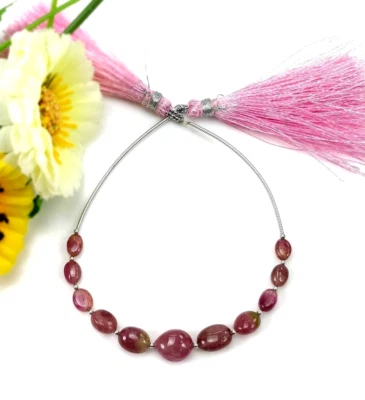 21.30cts Bi-Color Tourmaline Oval Plain Nuggets Loose Beads 6*4.5mm - 10*9mm 4" - Image 1 of 4