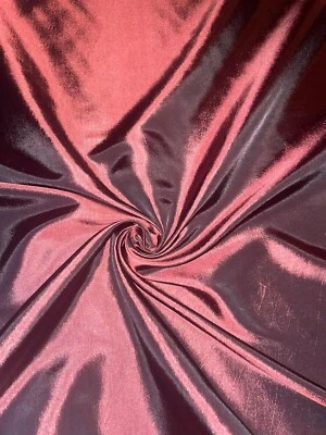 1 METER TWO TONE BURGUNDY PLAIN SMOOTH TAFFETA BRIDAL/CURTAIN FABRIC 58” WIDE - Image 1 of 2