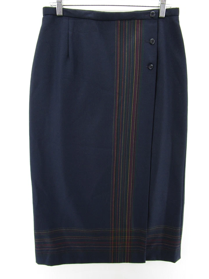 DE COLECCIÓN Falda Pendleton Mujer Mediana Azul Lana Midi Envolvente Rayas Suroeste Foto 1 de 4