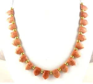 Beautiful Natural Apple Coral Jasper Pentagon 10x15-10.5x15.5 MM Briolette Beads - Picture 1 of 5