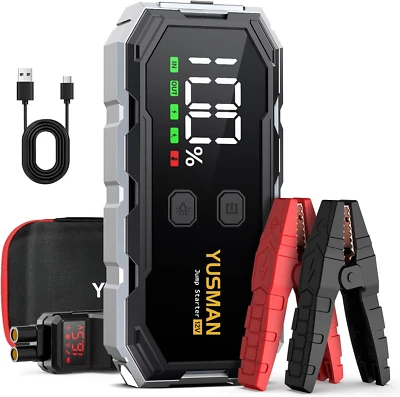 YUSMAN Booster Avviamento Batteria Auto/Moto 6000A Portatile 12V Con Cavo di Sicurezza
