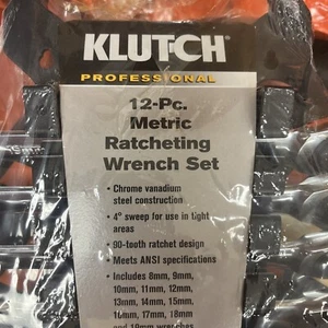12 Piece, Metric 8mm - 19mm Klutch Flex Ratchet Wrench Set  - Picture 1 of 11