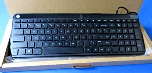 HP Wired USB Black Slim PC Keyboard Model KBAH21 New - Picture 1 of 9