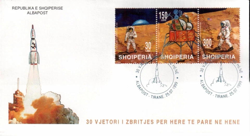 Albania 1999. 30 Year day of first manned moon landing. FDC Set MNH. Mi 2702-04 - Image 1 of 1